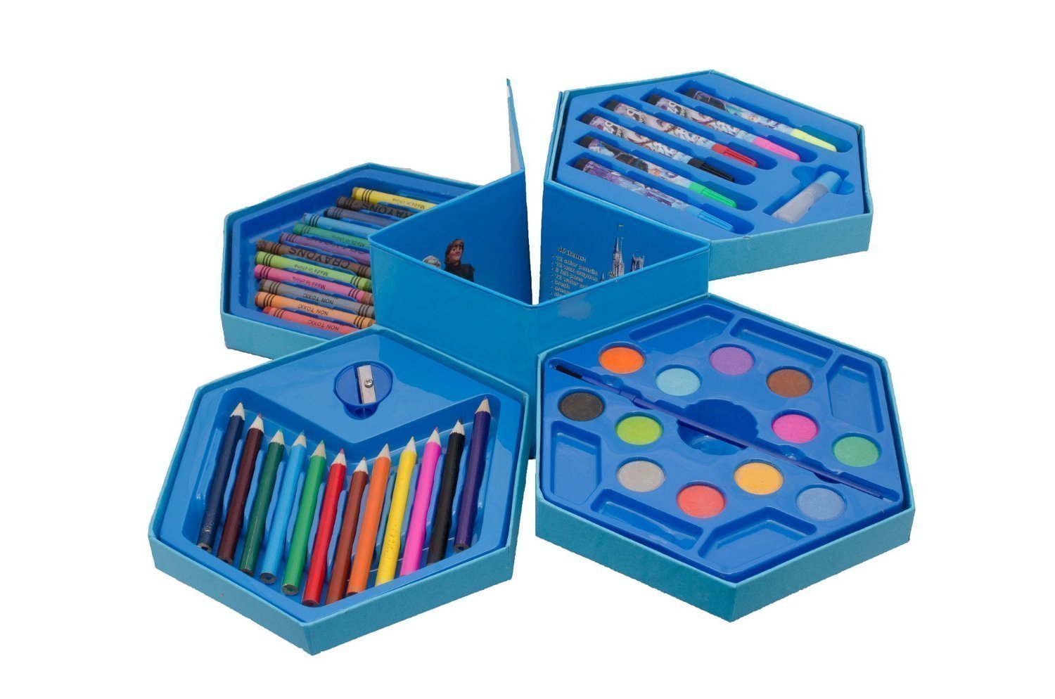 Art color set with crayons and pens Art color set with crayons and pens